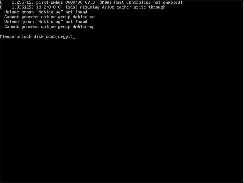 Unlock Debian full-disk encryption