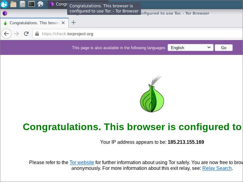 This browser is configured to use Tor