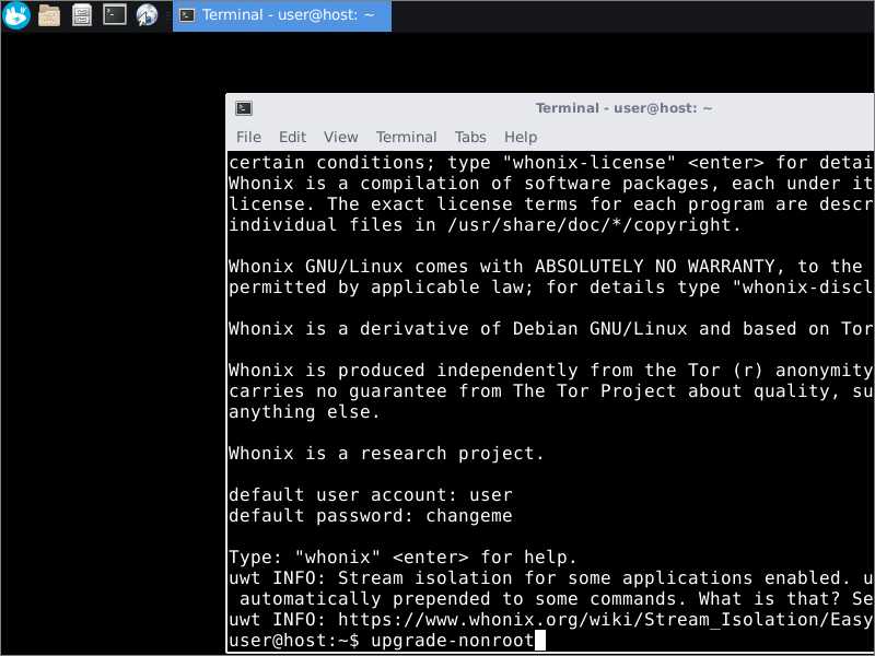 Whonix upgrade-nonroot